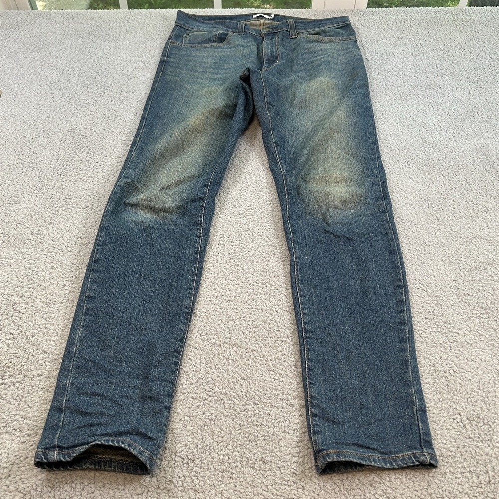 True Craft Men's Jeans Men's‎ 32X32 Blue Tapered Lightly Distressed